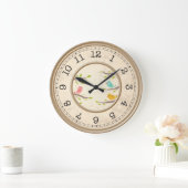 かわいいマンガの鳥の子供 ラージ壁時計 (ホーム)