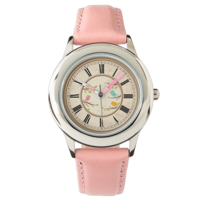 かわいいマンガの鳥の子供 腕時計 (正面)