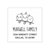 かわいいマンガの鳥の家族の住所3 ラバースタンプ (インプリント)