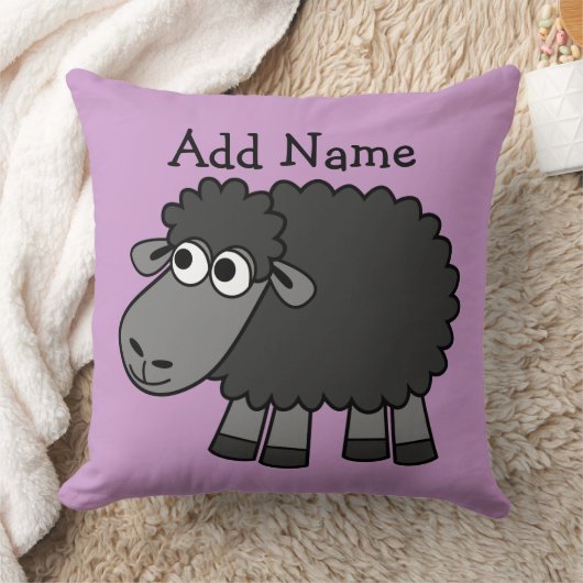 かわいいマンガの黒い羊の名前 クッション (ブランケット)