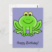 かわいいマンガカエルのホップ誕生日グリーティおもしろいング ポストカード (正面/裏面)