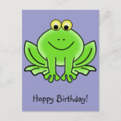 かわいいマンガカエルのホップ誕生日グリーティおもしろいング ポストカード (正面)