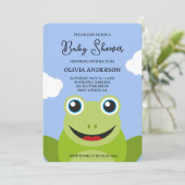 かわいいマンガカエル赤ちゃんシャワー 招待状 (スタンド正面)