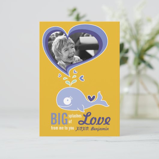 かわいいマンガクジラ教室バレンタイン写真 招待状 (スタンド正面)