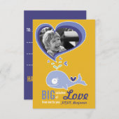 かわいいマンガクジラ教室バレンタイン写真 招待状 (正面/裏面)