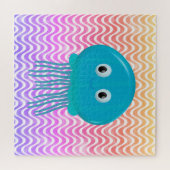 かわいいマンガクラゲカラフルイン海 ジグソーパズル (横)