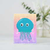 かわいいマンガクラゲカラフルイン海 ポストカード (スタンド正面)