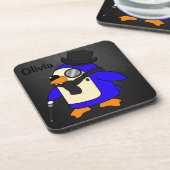 かわいいマンガスタイリッシュペンギン黒石 コースター (左側)