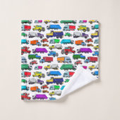 かわいいマンガスタイルトラックイラスト バスタオルセット (ウォッシュタオル)