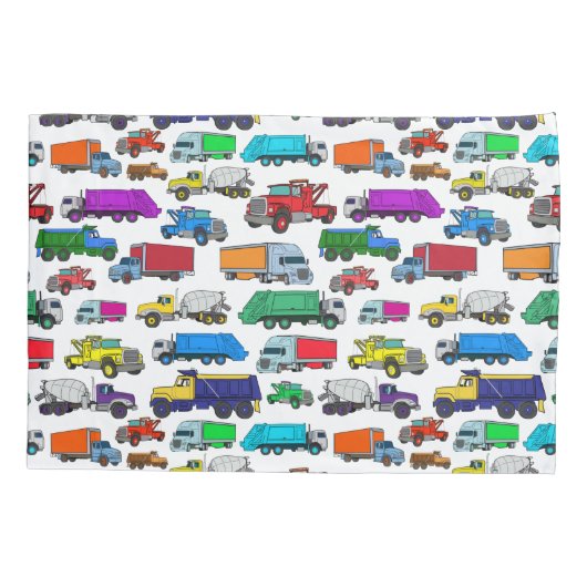 かわいいマンガスタイルトラックイラスト 枕カバー (裏面)