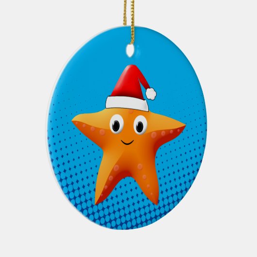 かわいいマンガスターフィッシュサンタハット セラミックオーナメント (右)