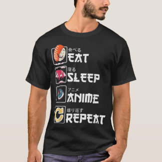 かわいいマンガス食べシーSleep Anime Repeat – かわいい Tシャツ