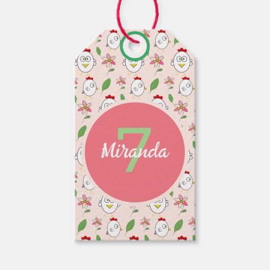 かわいいマンガチキンイラストレーション ギフトタグ (正面)