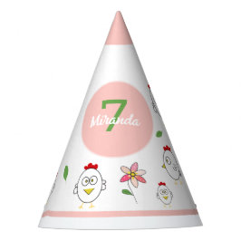 かわいいマンガチキンイラストレーション パーティーハット