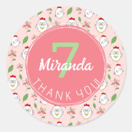 かわいいマンガチキンイラストレーション ラウンドシール