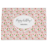 かわいいマンガチキンイラストレーション ラージペーパーバッグ (正面)