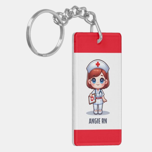 かわいいマンガナースと赤毛ブルーアイズカスタム キーホルダー (正面左)