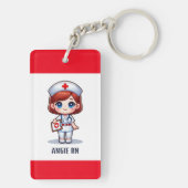 かわいいマンガナースと赤毛ブルーアイズカスタム キーホルダー (裏面)