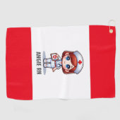 かわいいマンガナースと赤毛ブルーアイズカスタム ゴルフタオル (横)