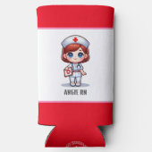 かわいいマンガナースと赤毛ブルーアイズカスタム スリム缶クーラー (裏面)