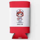 かわいいマンガナースと赤毛ブルーアイズカスタム スリム缶クーラー (正面)