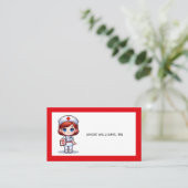 かわいいマンガナースと赤毛ブルーアイズカスタム 名刺 (スタンド正面)