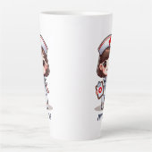 かわいいマンガナースブルネットブラウンアイズカスタム カフェラテマグ (正面)