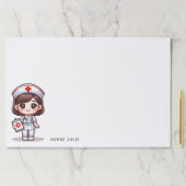 かわいいマンガナースブルネットヘアブラウンアイカスタムズ ペーパーパッド (インサイチュ)