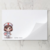 かわいいマンガナースブルネットヘアブラウンアイカスタムズ ペーパーパッド (折り畳み)