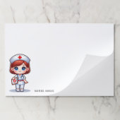 かわいいマンガナースレッドヘアブルーアイカスタムズ ペーパーパッド (折り畳み)