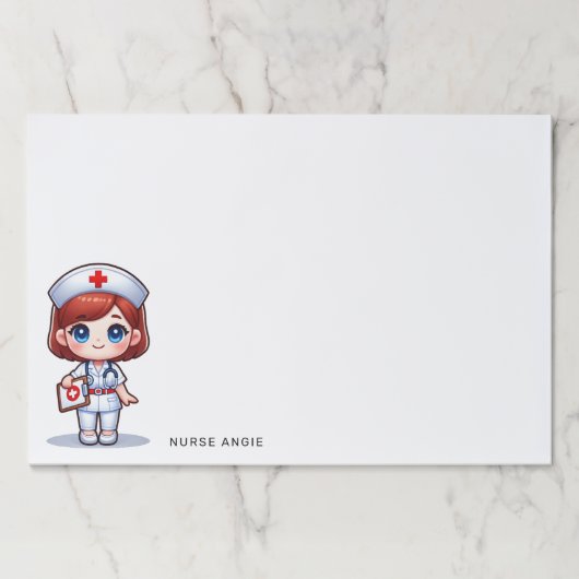 かわいいマンガナースレッドヘアブルーアイカスタムズ ペーパーパッド (正面)