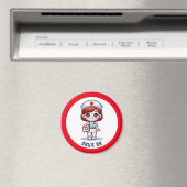 かわいいマンガナースレッドヘッドブルーアイズカスタム マグネット (インサイチュ (食洗機))