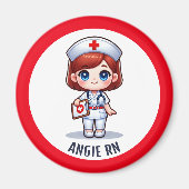 かわいいマンガナースレッドヘッドブルーアイズカスタム マグネット (正面)