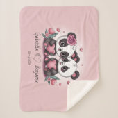 かわいいマンガパンダ愛好家ハートバレンタインデー シェルパブランケット (正面)