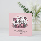 かわいいマンガパンダ愛好家ハートバレンタインデー シーズンカード (スタンド正面)