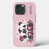 かわいいマンガパンダ愛好家ハートバレンタインデー Case-Mate iPhoneケース (裏面)