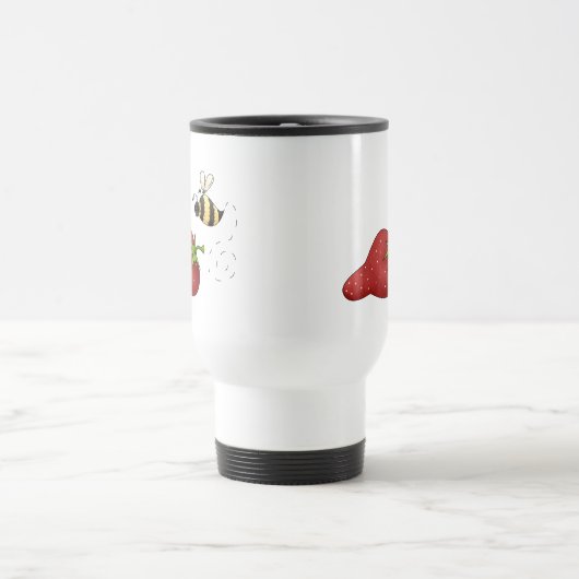 かわいいマンガビーとフルーティーなイチゴデザイン トラベルマグ (中央)