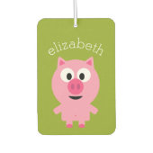 かわいいマンガファームピグ – ピンクとライムグリーン カーエアーフレッシュナー (正面)