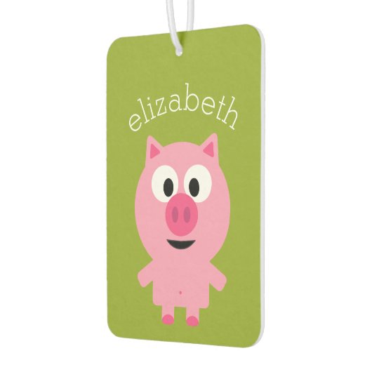 かわいいマンガファームピグ – ピンクとライムグリーン カーエアーフレッシュナー (左)