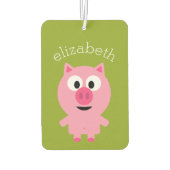 かわいいマンガファームピグ – ピンクとライムグリーン カーエアーフレッシュナー (裏面)