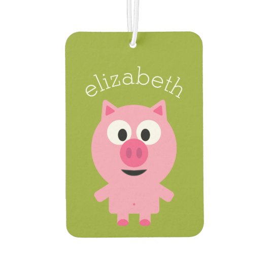 かわいいマンガファームピグ – ピンクとライムグリーン カーエアーフレッシュナー (裏面)