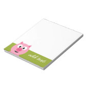 かわいいマンガファームピグ – ピンクとライムグリーン ノートパッド (回転)
