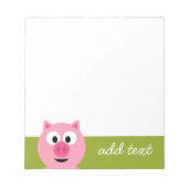 かわいいマンガファームピグ – ピンクとライムグリーン ノートパッド (正面)