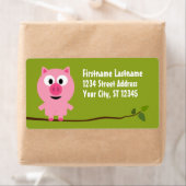 かわいいマンガファームピグ – ピンクとライムグリーン ラベル (インサイチュ)