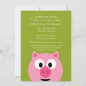 かわいいマンガファームピグ – ピンクとライムグリーン 招待状 (正面)