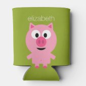 かわいいマンガファームピグ – ピンクとライムグリーン 缶クーラー (裏面)