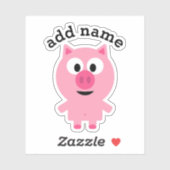 かわいいマンガファームブタと名前をカスタムする シール (シート)