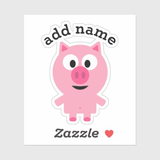 かわいいマンガファームブタと名前をカスタムする シール (シート)