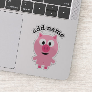 かわいいマンガファームブタと名前をカスタムする シール