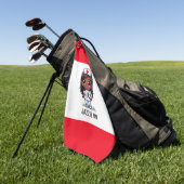 かわいいマンガブラックナースブラウンヘアアンドアイカスタムズ ゴルフタオル (グリーン)